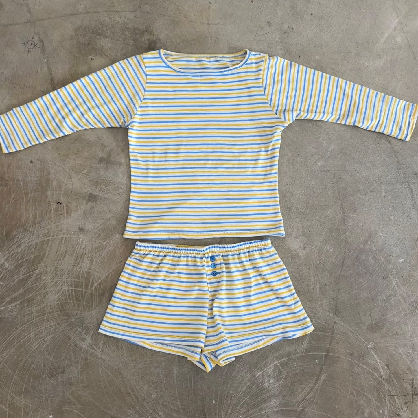 Hannah Shorts - Blue/Yellow Stripe
