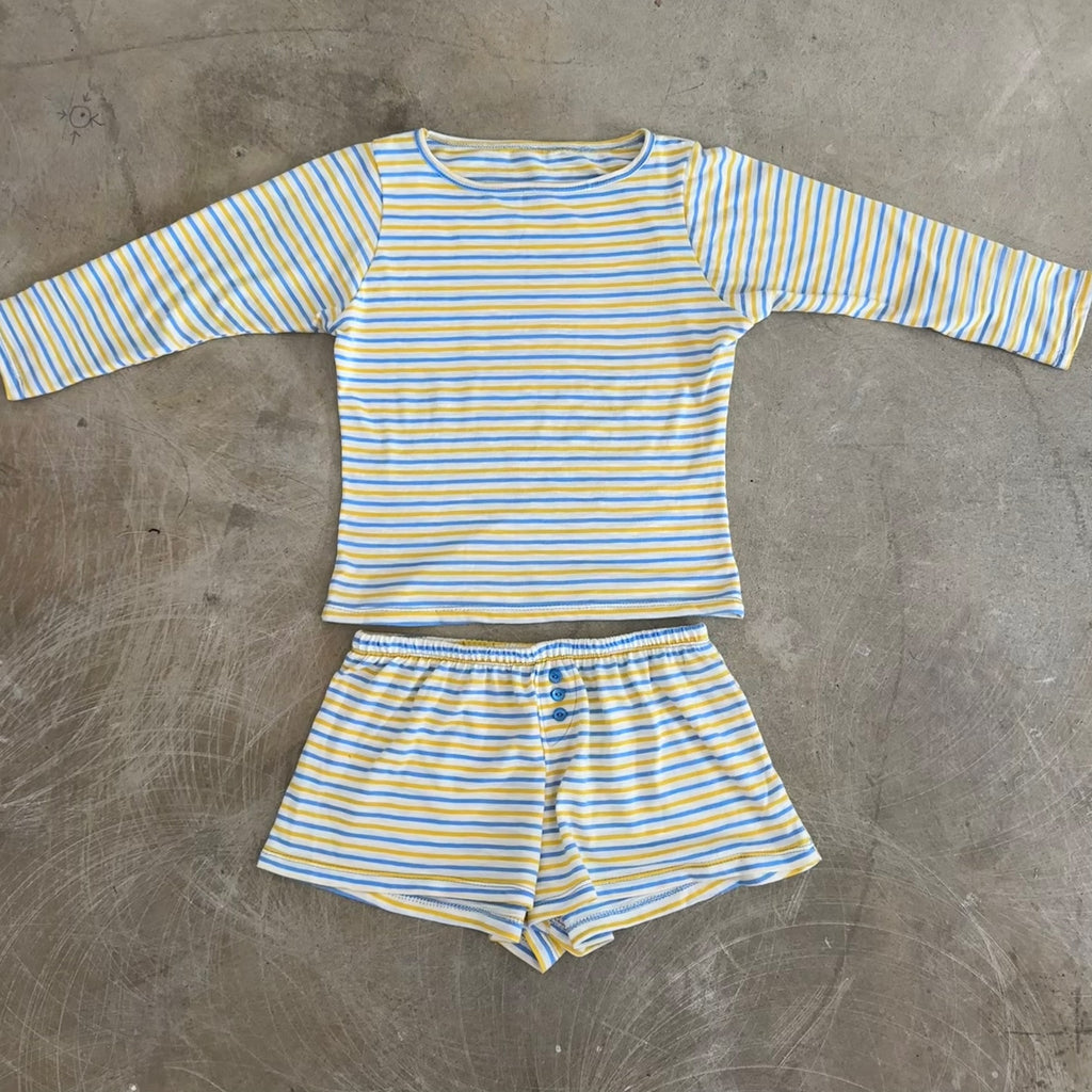 Olivia Top - Blue/Yellow Stripe
