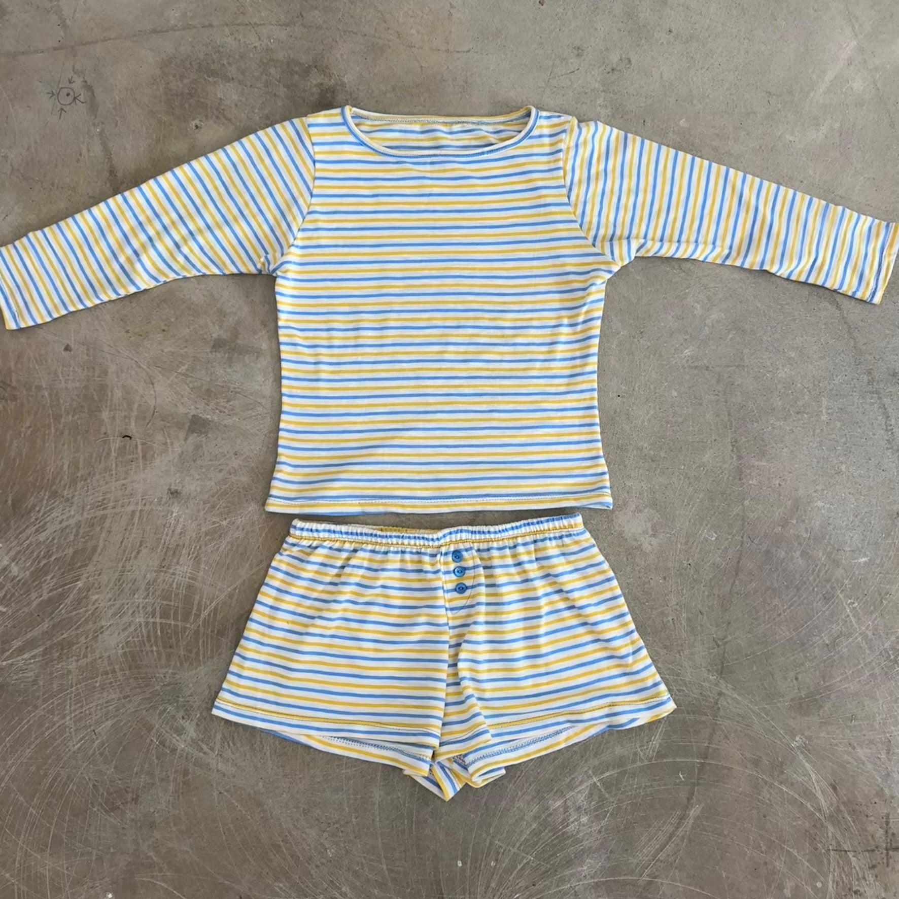 Olivia Top - Blue/Yellow Stripe