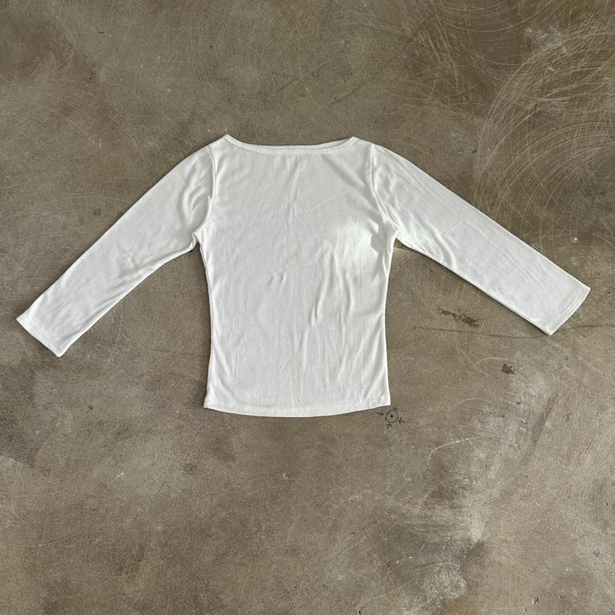 Olivia Top - White Pointelle