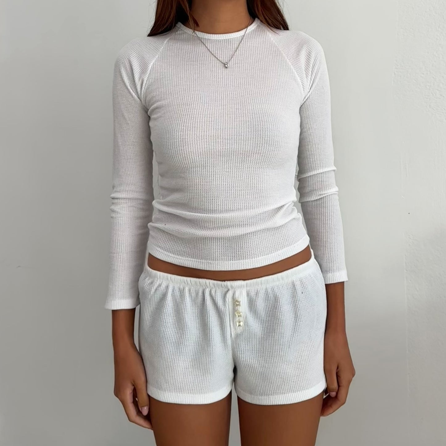 Hannah Shorts - White Waffle