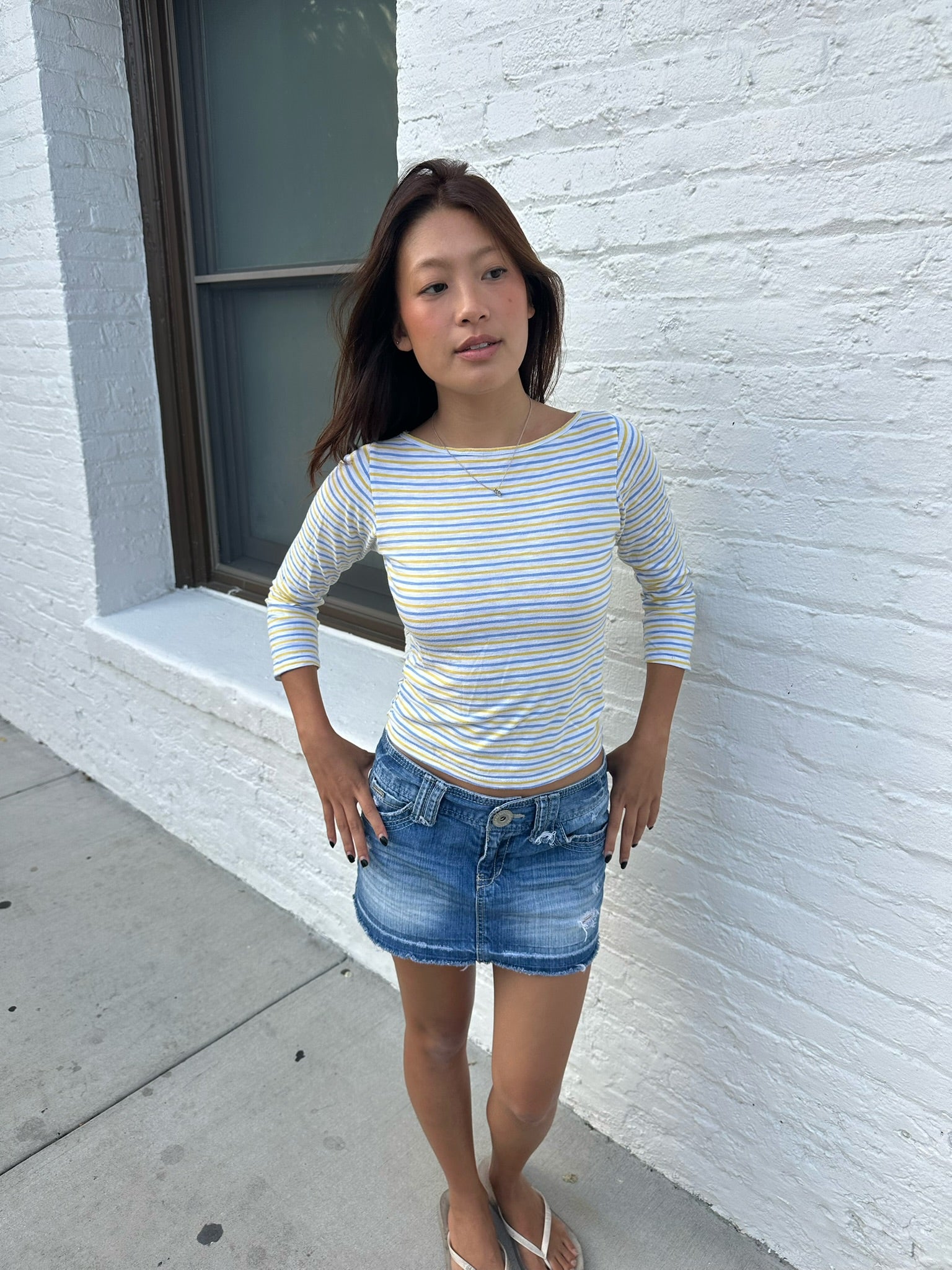 Olivia Top - Blue/Yellow Stripe